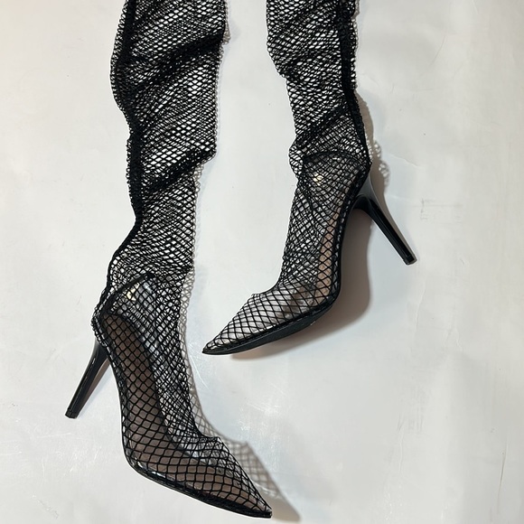 Fashion to Figure 9 Obsidian Thigh-High Fishnet Stocking Boots - Nadia X FTF - Picture 9 of 16